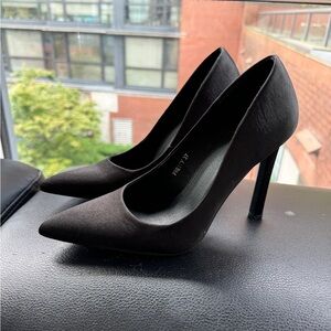 Black satin pumps - never worn (brand: RAID)